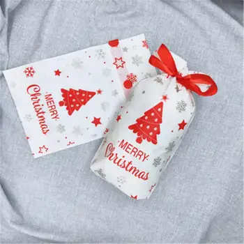 

50PCS Christmas Candy Bag Reusable Drawstring Bag Storage Pouch for Christmas Gift
