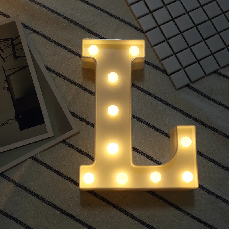 Valentine's Day Diy Letter Symbol Sign Heart Lighting Led Vintage Plastic Led Lights Wedding Party Holiday DIY Decorations - Цвет: L