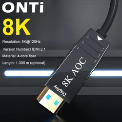 ONTi-Cable de fibra óptica 2,0, 4K/2,1, 8K, compatible con HDMI, 48Gbps, Ultra alta velocidad, HDR ARC, HDCP2.2, para HD, Samsung, 8K, TV, altavoz de vídeo