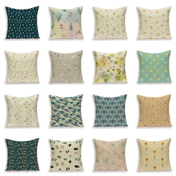 

Morocco Flower Pillow Covers Farmhouse Decor Pillow Covers Colorful Plant Home Decoration Linen Cushion Cover Car Cushions Cases