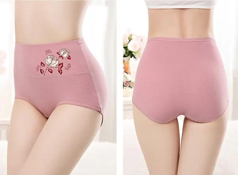 3PCS/lotPlus Size Underwear Woman high waist Women's Panties High Rise pure  Cotton Brief breathable Panty Underpants for ladies high waisted thong