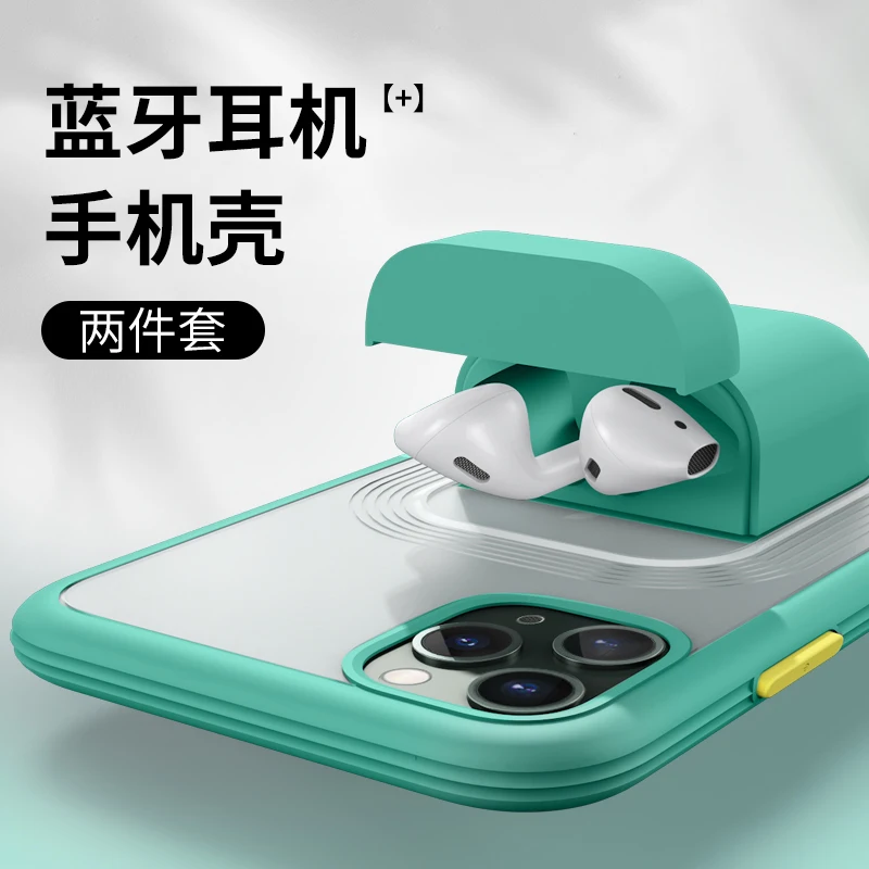 2 in 1 Bluetooth headset case for iPhone 11 Pro Max high quality camera and For air headset charging compartment
