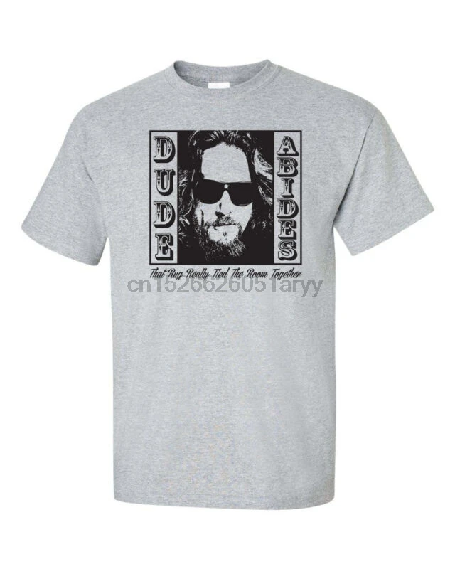 THE DUDE ABIDES Jeff Bridges изображение большой Lebowski фильм забавные мужские футболки 1070| |