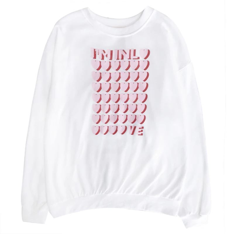 

Autumn love heart letter printing o-neck loose casual all-match pullover sweatshirt women