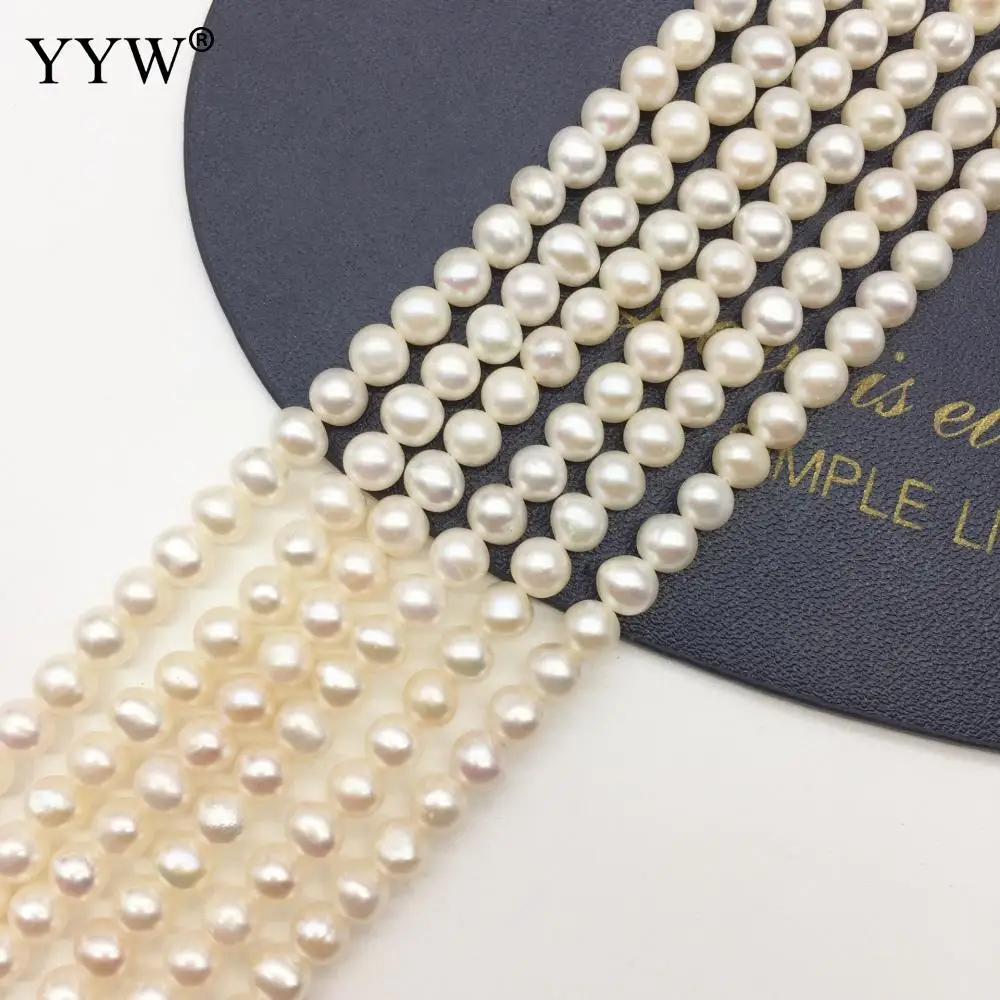 Cultured Round Freshwater Pearl Beads Natural Fashion Jewelry For Diy Or Handmade White 4.5-5mm Sold Per 14.57 Inch Strand
