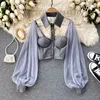 Women Mesh Sheer Blouse See-through Long Sleeve Crop Top Single-breasted Shirt Blouse Fashion Backless Sexy Shirt Female 1