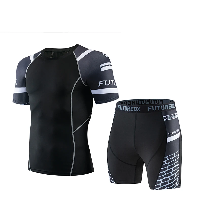 Набор для бега MMA, мужская спортивная одежда с коротким рукавом, одежда для тренажерного зала, одежда для фитнеса, спортивный комплект из 2 предметов