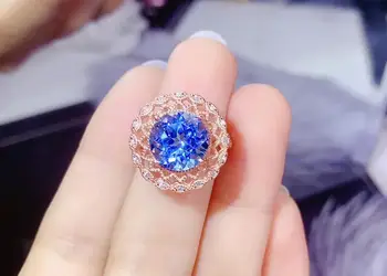 

Natural blue topaz ring 925 silver ladies ring luxury style