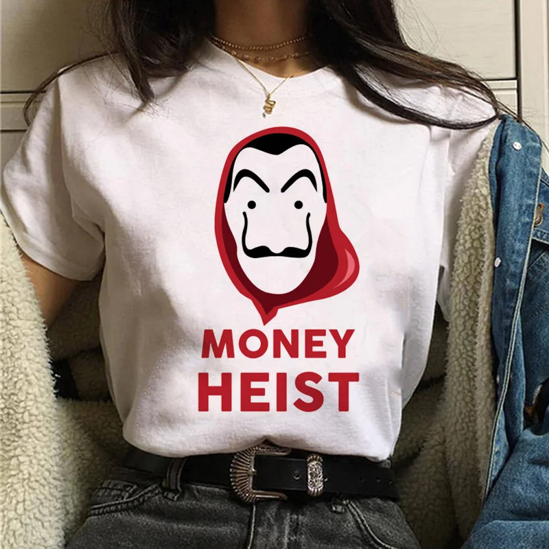 Дом бумаги футболка деньги Heist для женщин Ла Каса де Papel футболка Забавный Топ тройник модная новая одежда футболка женская летняя