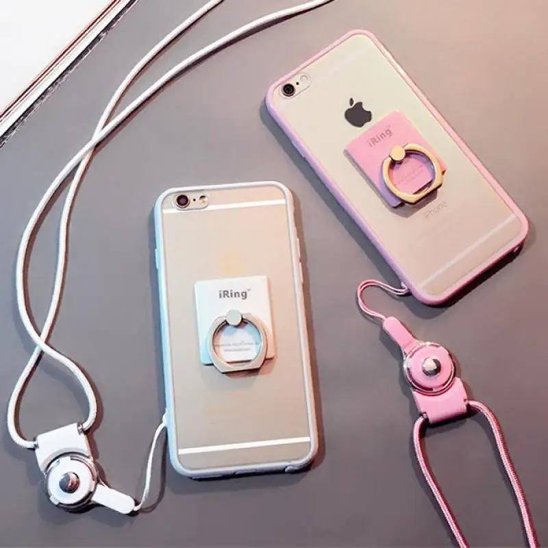

Mobile phone case for iphone 8plus X XR oppo R9S X7 fashion ring lanyard acrylic couple shell