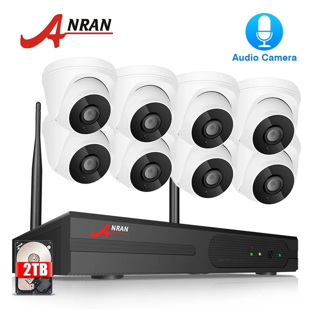 ANRAN 1080P HD аудио CCTV камера система 8 CH NVR набор Wifi камера безопасности домашняя беспроводная система видеонаблюдения