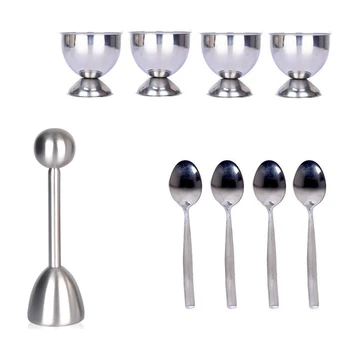 

Quiche Biscuit Top Cover Set Soft Hard Baked Egg Separator Holder Includes 1x Egg Opener, 4x Egg spoon, 4x Egg Cup Top Cutter St