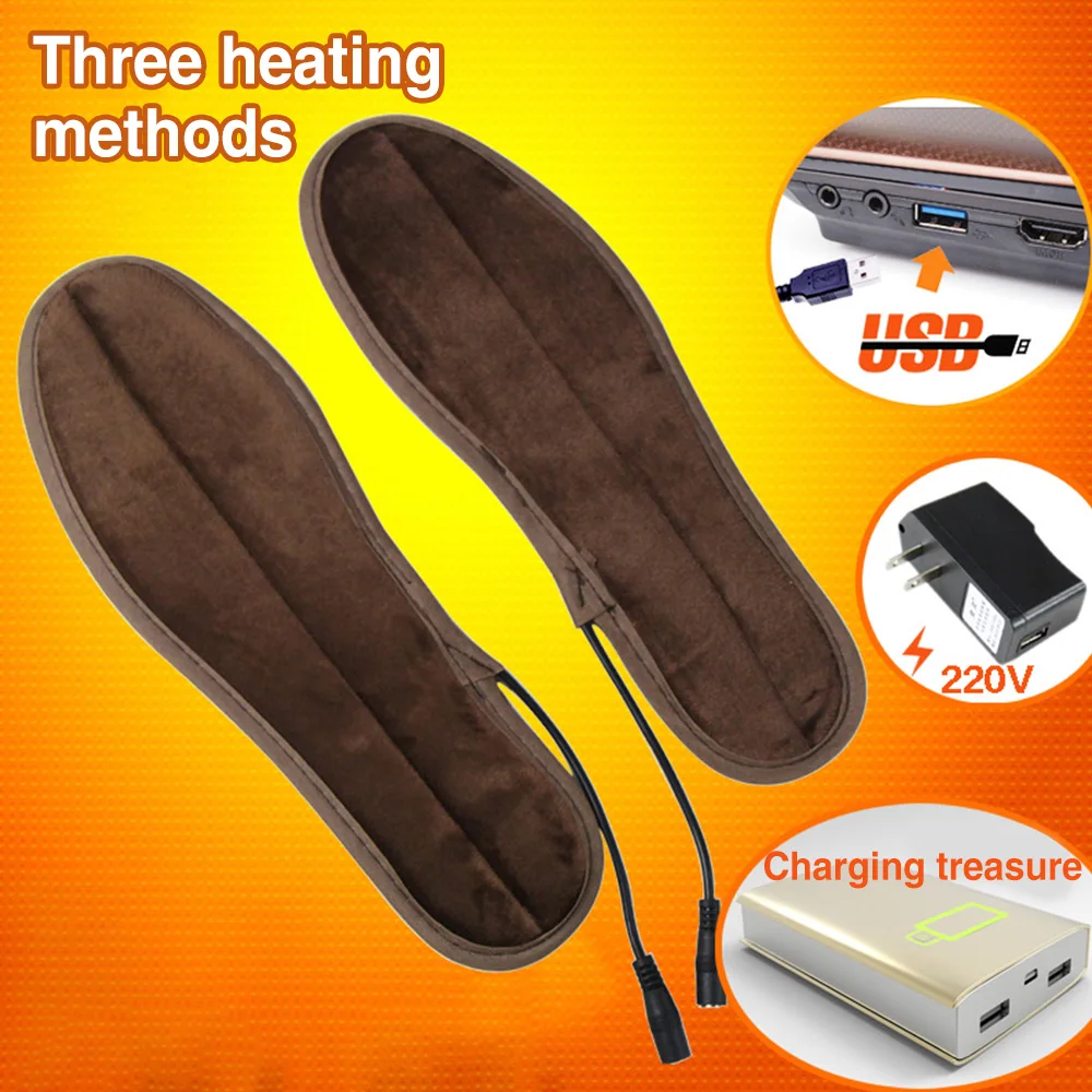 

1 Pair USB Heated Insoles Foot Warming Pad Feet Warmer Sock Pad Mat Winter Outdoor Sports Heating Shoe Insoles Winter Warm