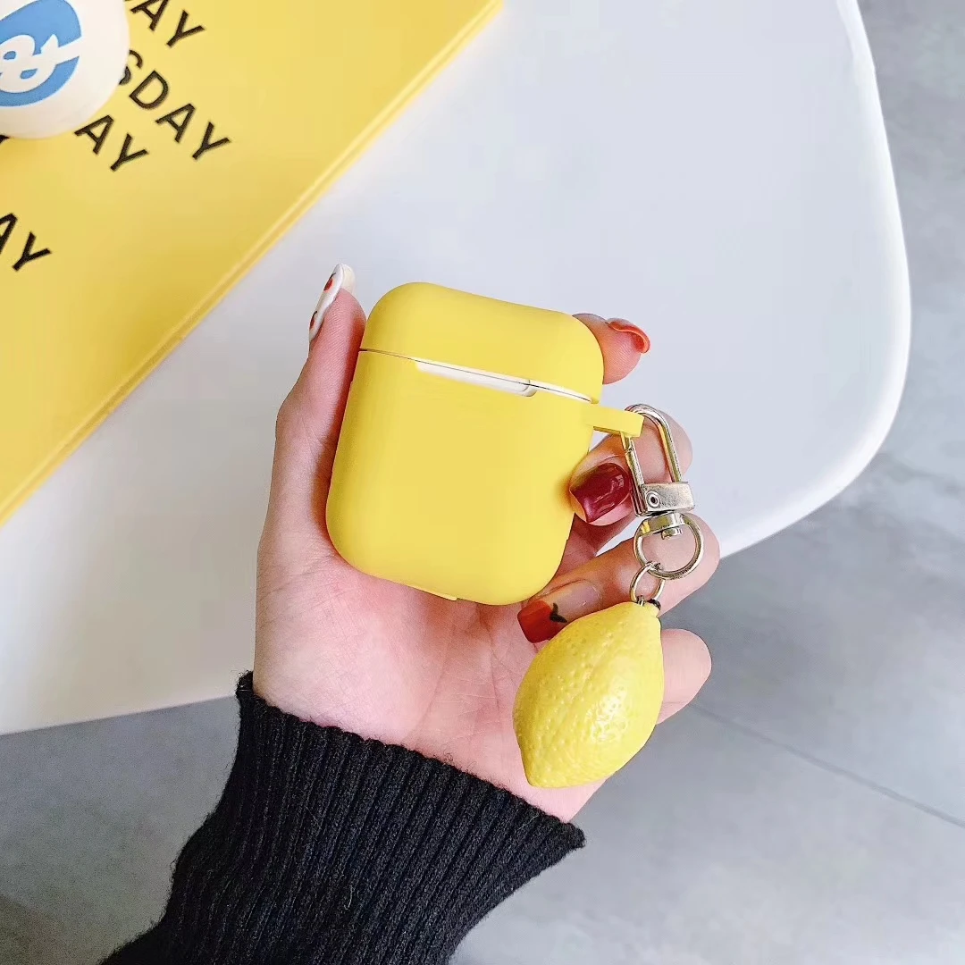 3D кукла молочный чай Брелок чехол для наушников для AirPods 1 2 Чехол милый банан и лимон Мягкий силиконовый чехол для наушников для Air Pods 2 Coque