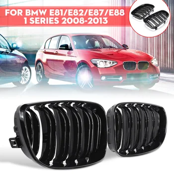 

Pair Car Glossy Black Dual Slats Front Kidney Grille Grill Replacement For E81 E82 E87 E88 118i 125i 1 Series 2007-2013