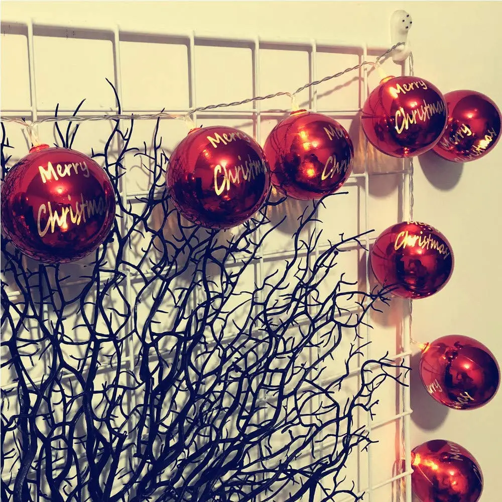 

1.5/2/3M Merry Christmas Red Balls Led String Lights Holiday Decorative Garden Layout Hanging Lamp Lantern Battery Powered