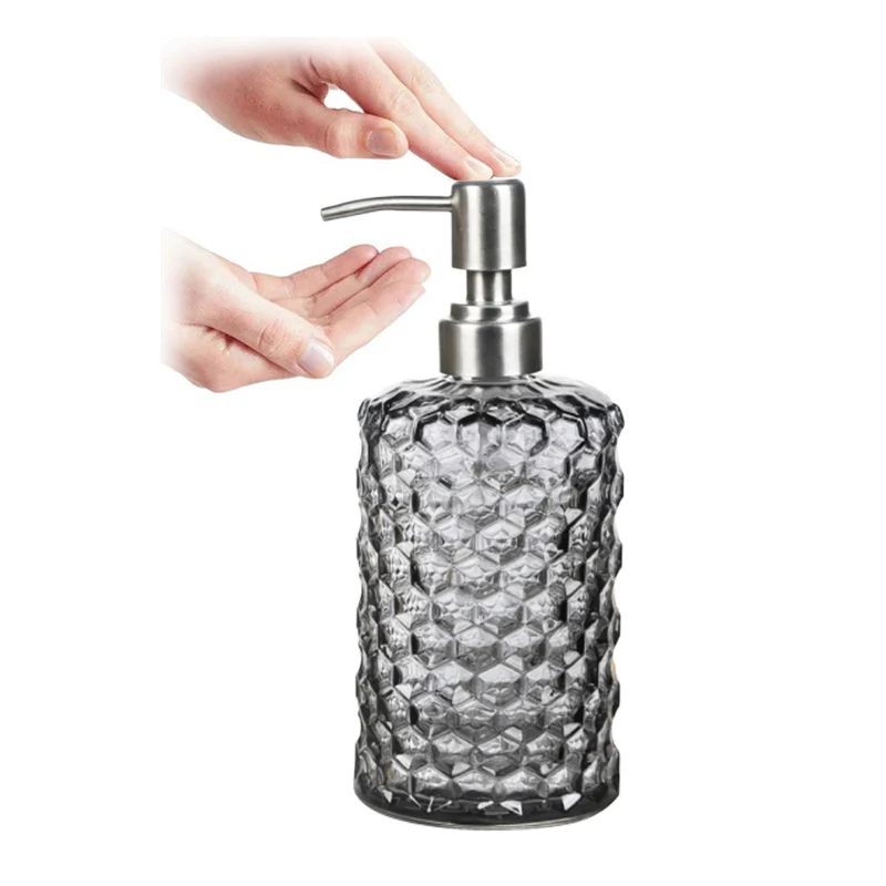 500ml Soap Shampoo Dispenser Liquid Hand Soap Glass Bottle with Stainless Steel Pump for Bathroom Portable Dispensers soap dispenser,shampoo dispenser