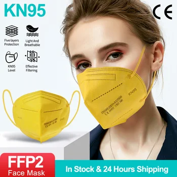 

5-Layer KN95 Facial Mask PM2.5 Filter FFP2 Tapabocas Protective Breathing FP2 Masques Safety Disposable Mouth Masks Mascarillas