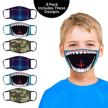 

6pc Kids Funny Face 3d Halloween Printed Masks Washable And Reusable Masks Face Cover Mascarillas Masque