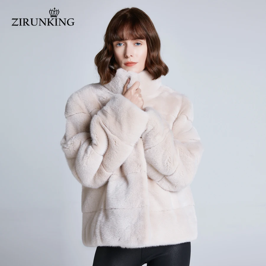 ZIRUNKING женские брендовые новые шубы из натурального меха норки женские двухсторонние теплые меховые куртки из норки женская зимняя меховая верхняя одежда ZC1947