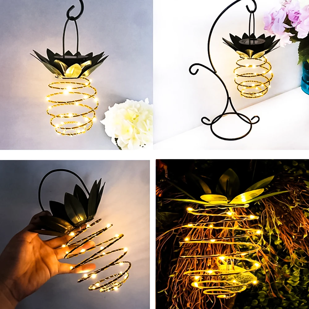 

2/3pcs Solar Garden Lights Pineapple Shape Outdoor Solar Hanging Light Waterproof Wall Lamp Fairy Night Lights Iron Wire Decor