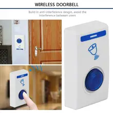 Sonnette de porte sans fil à LED, avec batterie, 32 chansons, 1 télécommande, 1 système de sécurité domestique sans fil