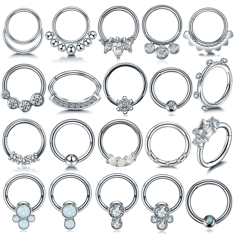 1 шт 16 г опал нос Перегородка кликер нос кольцо обруч Пирсинг для уха спиральный для хряща Daith Rook Nariz серьги пирсинг носовой перегородки ювелирные изделия