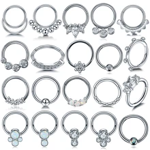 1 шт 16 г опал нос Перегородка кликер нос кольцо обруч Пирсинг для уха спиральный для хряща Daith Rook Nariz серьги пирсинг носовой перегородки ювелирные изделия