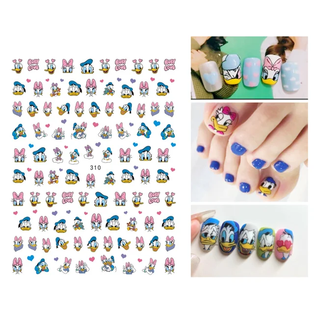 1PCS Disney Cartoon Anime Collection Star Design Nail Sticker Mickey Mouse Donald Duck Lion King Mermaid Stitch Nail Slider WG310