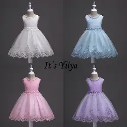 It's Yiya/Платья с цветочным узором для девочек модные платья для причастия с аппликацией и бусинами Детские праздничные платья без рукавов с