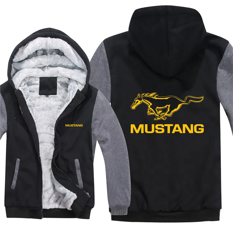 Толстовка с капюшоном Ford Mustang, зимняя мужская повседневная шерстяная флисовая куртка с подкладкой для мужчин Mustang, 50 лет, пуловер - Цвет: as picture