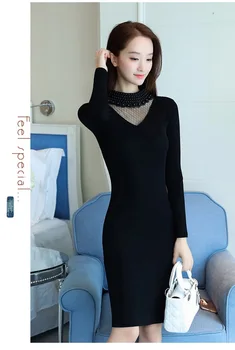 

JS387J-2019 Autumn and winter new style fit long sleeve fashion dress