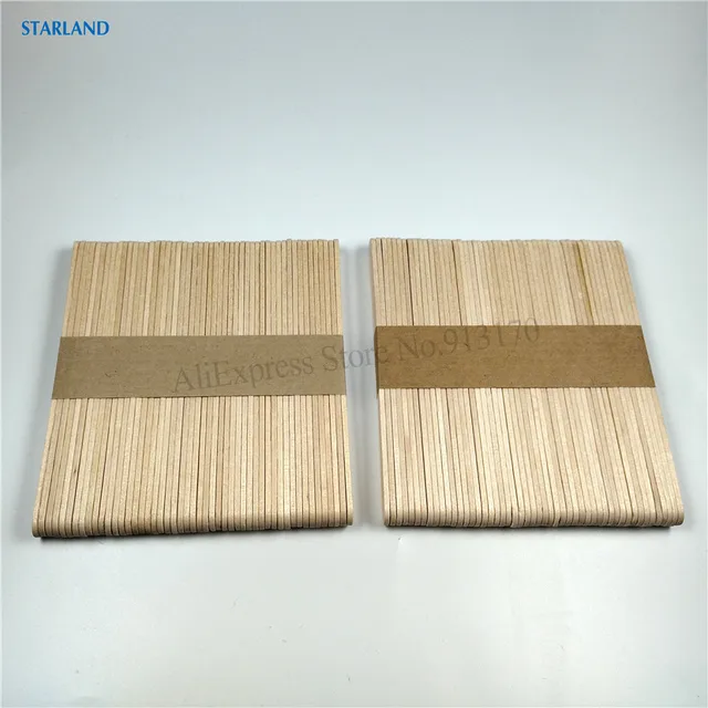 100 In 1 Ice Cream Sticks Birch Wood Popsicle Sticks Ice-lolly DIY Craft Wooden Stick Length 11.4cm 2 Lots 50pcs/lot