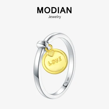 

Modian Hot Sale Real 925 Sterling Silver Fashion Swing Gold Color Love Finger Ring For Women Luxury Classic Silver Jewelry Anel