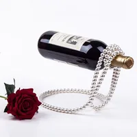 Magic Suspension Pearl Necklace Wine Rack Metal Chain Hanging Wine Holder Bar Cabinet Display Stand Shelf