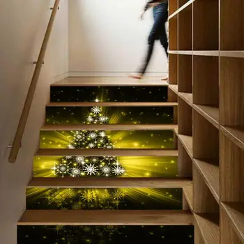 

One Wall Stickers Christmas Tree Stair Stickers 3D Waterproof DIY Wall Stickers 634E