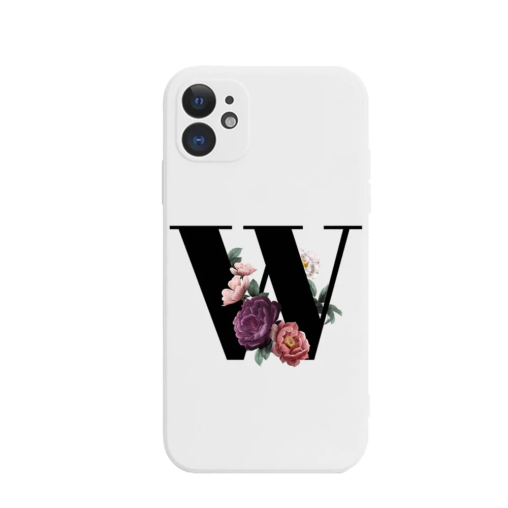 English Letter White Phone Case For iPhone 11 Pro Max X XS Max XR 7 8 Plus Fashion flower soft Silicone Cover iphone 8 leather case