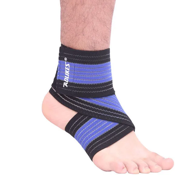 Black blue 1 шт., спортивная повязка, деформация лодыжки, эластичная поддержка лодыжки, фиксатор, защита для бега, компрессионные ремни, для спортзала, для ног, обертывание s - Цвет: Black blue