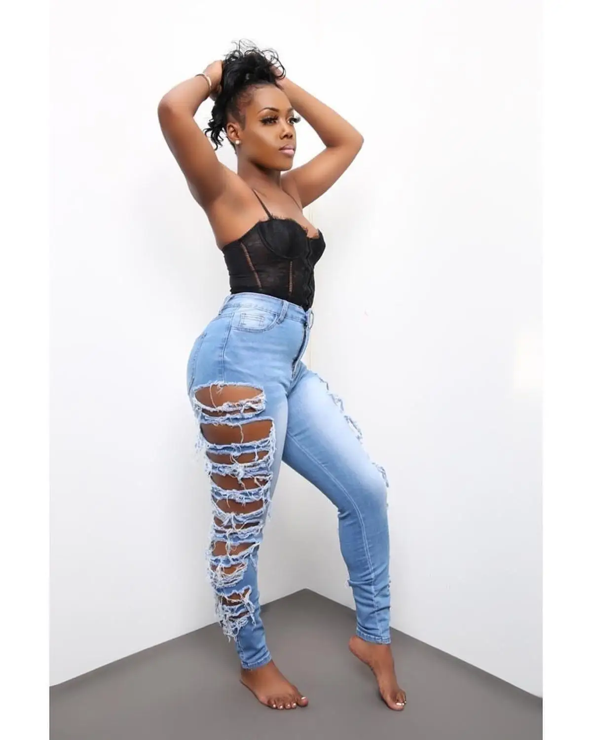 high waisted jeans with fringe