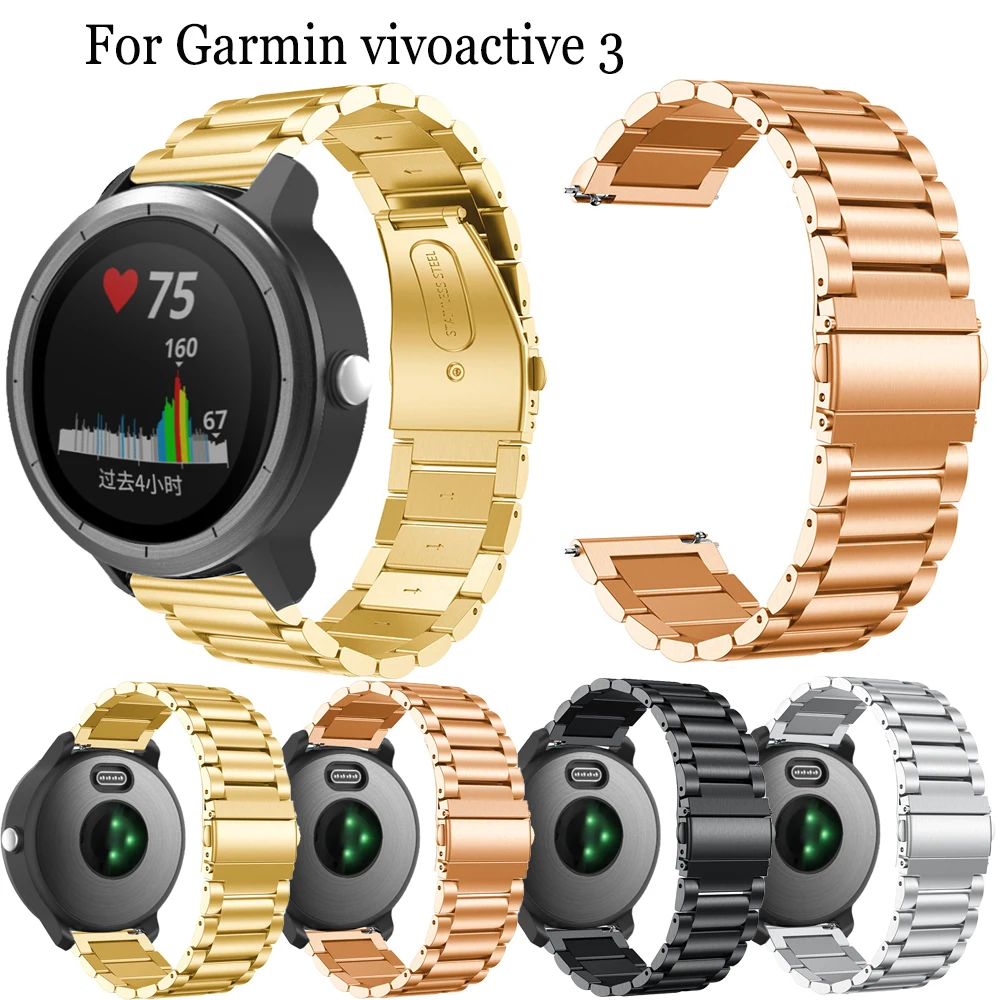 Роскошные 20 мм ремешок для смарт-часов Garmin vivoactive 3 из нержавеющей стали браслет