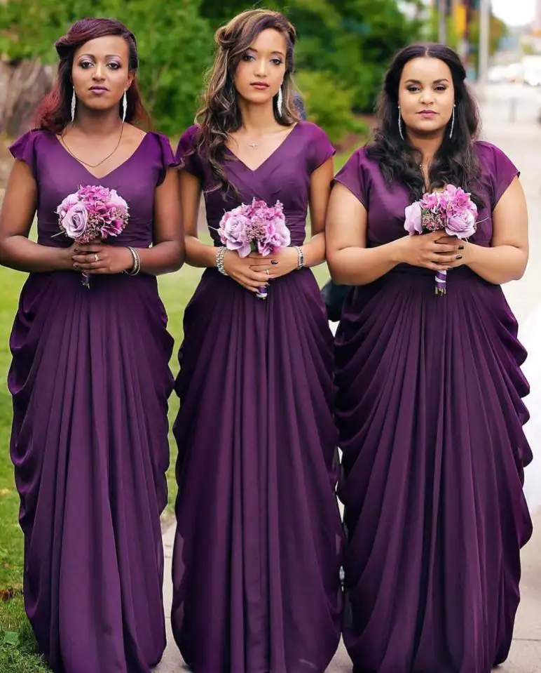 purple bridesmaid dresses with sleeves