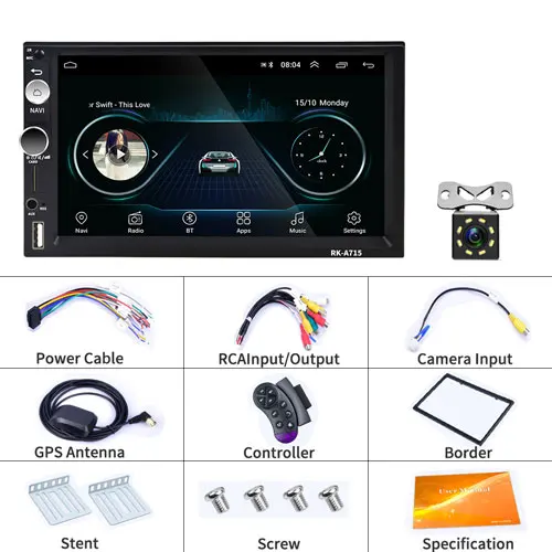 With 8 IR Camera Podofo 2din Автомагнитола Android 8,1 gps WiFi USB автомобильный мультимедийный плеер для универсальных Volkswagen Nissan toyota Golf стерео автомобилей - Цвет: With 8 IR Camera