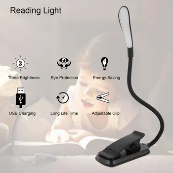 

LED Book Light Clip-On Flexible Bright LED Lamp 3 Brightness Modes Table Lamp Desk Bedside Lantern Outdoor Travel Portable Light