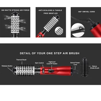 

2 in 1 Electric Hair Curler Brush Automatic Rotating Curling Thermostatic Styling Hot Air Brush Hair Straightener Curler Iron