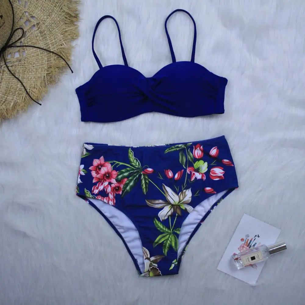MUOLUX MUOLUX Floral Knot Bikini Set Women print High-waisted Two Piece Swimsuit 2019 Girl Beach Bathing Suit Swimwear MUOLUX MUOLUX Floral Knot Bikini Set Women print High-waisted Two Piece Swimsuit 2019 Girl Beach Bathing Suit Swimwear