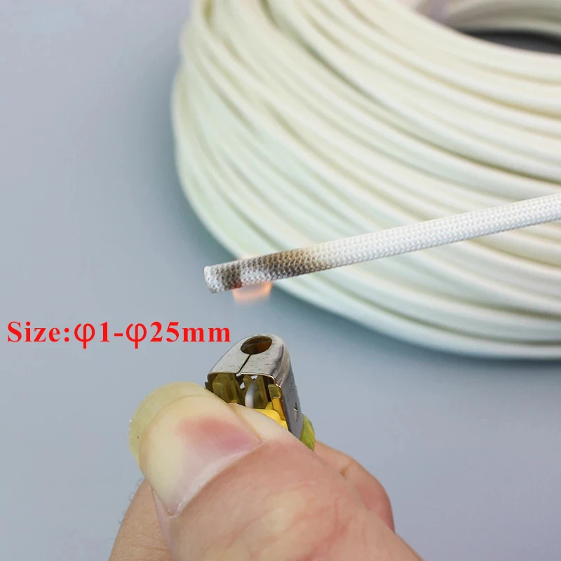 

1-50Meters 1~25mm 600 Degree Celsius High Temperature Braided Soft Fiberglass Sleeving Fiber Glass Tube White Insulating Tube