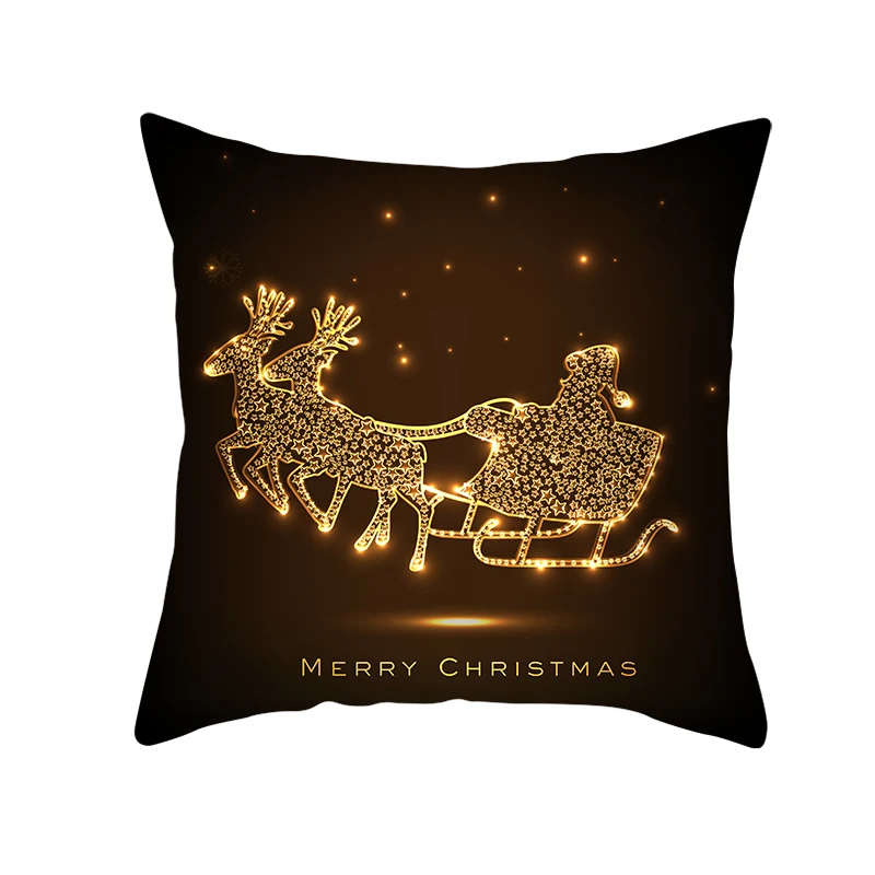 Рождественская подушка для дивана, автомобиля, веселая Подушка, олень, красный плед, чехол, квадратный декор, праздничный подарок, хлопковая льняная подушка для дома - Цвет: D