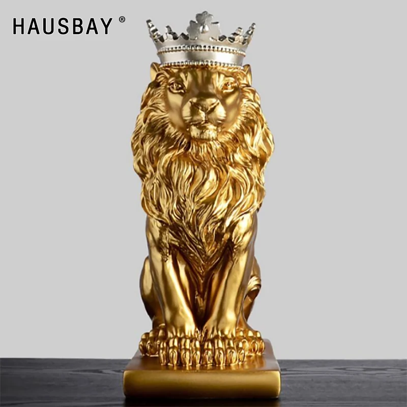 Najtaniej Streszczenie żywica rzeźba lwa korona posąg lwa rękodzieło dekoracje król lew Modle akcesoria do dekoracji wnętrz prezenty 05446