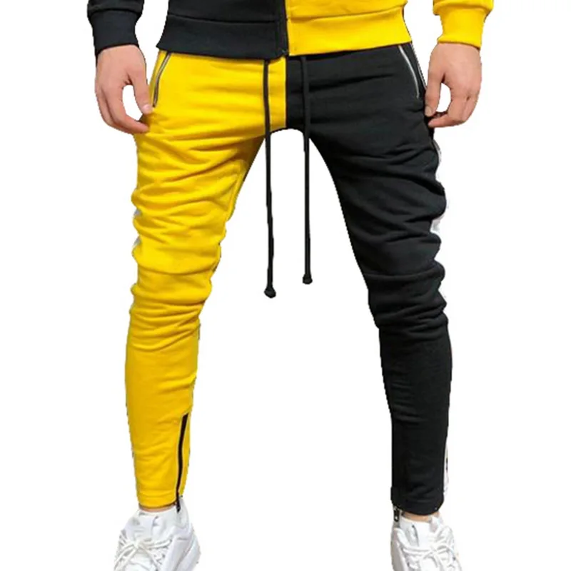 Половина черный половина белые брюки и футболка мужской спортивный костюм сращивающийся костюм мужской спортивный костюм Толстовка