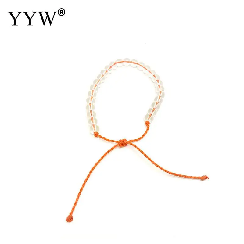 orange Унисекс Прозрачные стеклянные бусины браслет хлопок шнур цепи красочные регулируемые пара ювелирных изделий Аксессуары высокого качества браслет - Окраска металла: orange